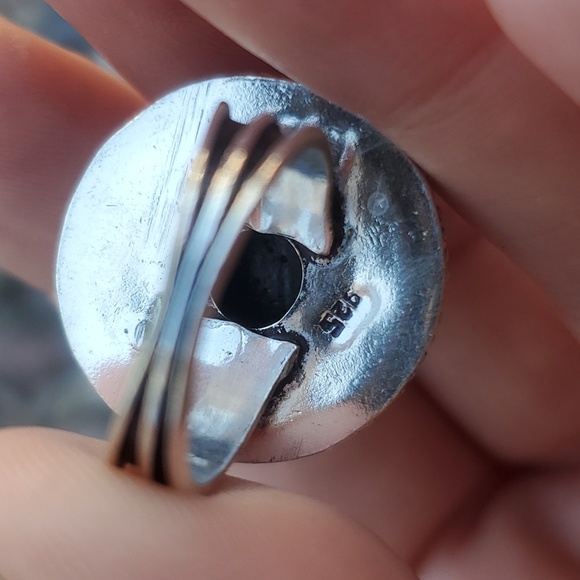 New Blue Titanium Druzy 925 Silver Ring. - Picture 9 of 15